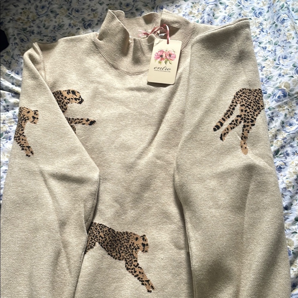 Cheetah Print Beige Sweater